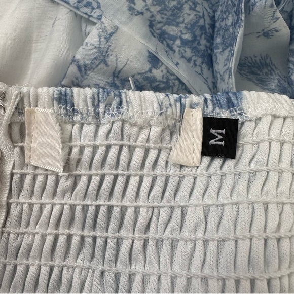 Petal and Pup Blue White Floral Coquette Lite Fabric Summer Dress Size M - Picture 12 of 16